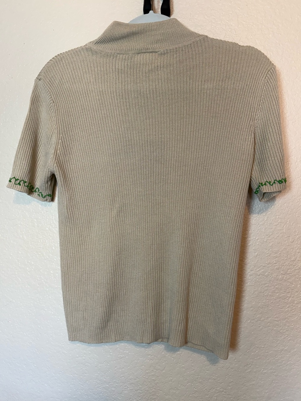 Hand Embroidered Custom Holding Hands Otters on Vintage Beige Mock Neck Sweater - Picture 10 of 13